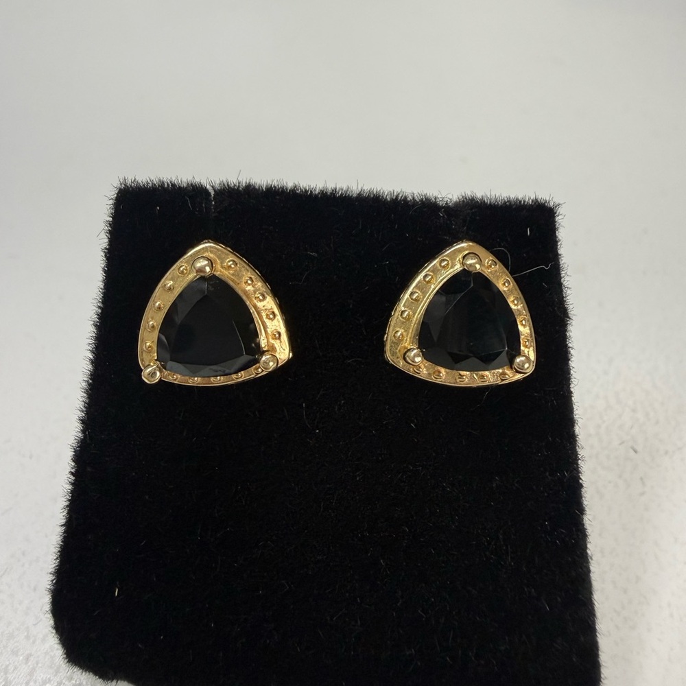 14k Yellow Gold Black Onyx earrings